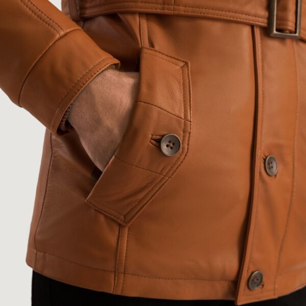 Hunter Tan Brown Fur Leather Jacket - Image 6