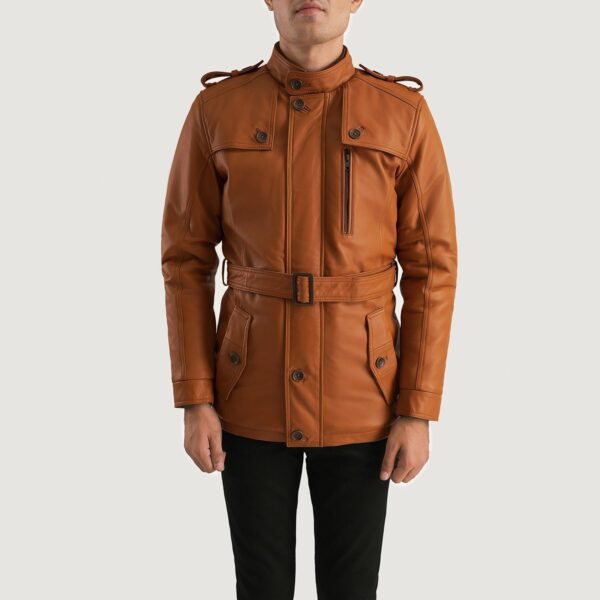 Hunter Tan Brown Fur Leather Jacket - Image 4