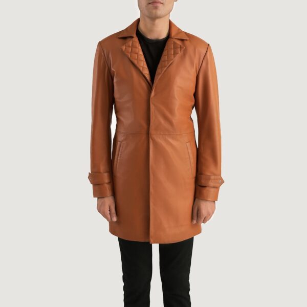 Infinity Tan Brown Leather Coat - Image 4