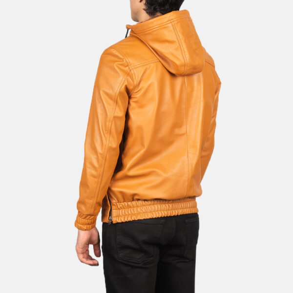 Kenton Hooded Brown Leather Pullover Jacket - Image 5