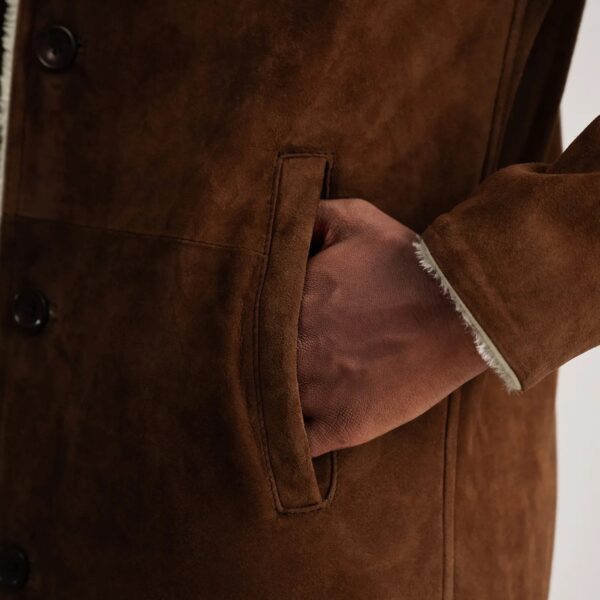 Kolby Brown Suede Shearling Coat - Image 6