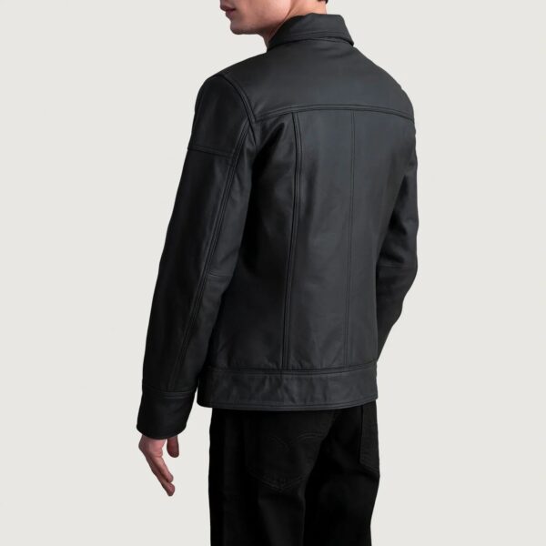 Lavendard Matte Black Leather Biker Jacket - Image 6