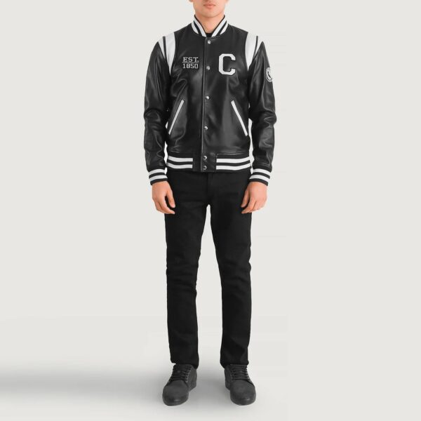 Liberte California Black Leather Varsity Jacket - Image 3