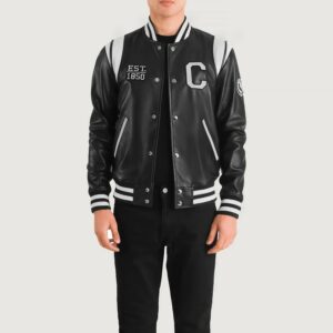 Liberte California Black Leather Varsity Jacket