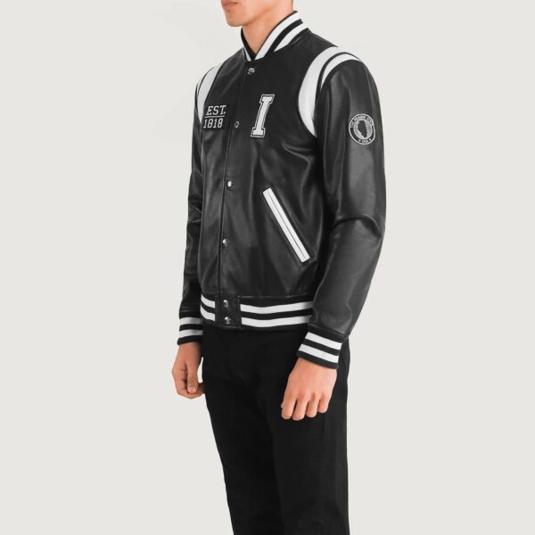 Liberte Illinois Black Leather Varsity Jacket - Image 2