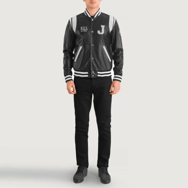 Liberte New Jersey Black Leather Varsity Jacket - Image 3