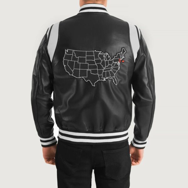 Liberte New Jersey Black Leather Varsity Jacket - Image 5
