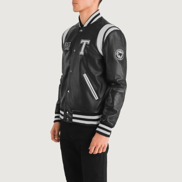 Liberte Texas Black Leather Varsity Jacket - Image 2