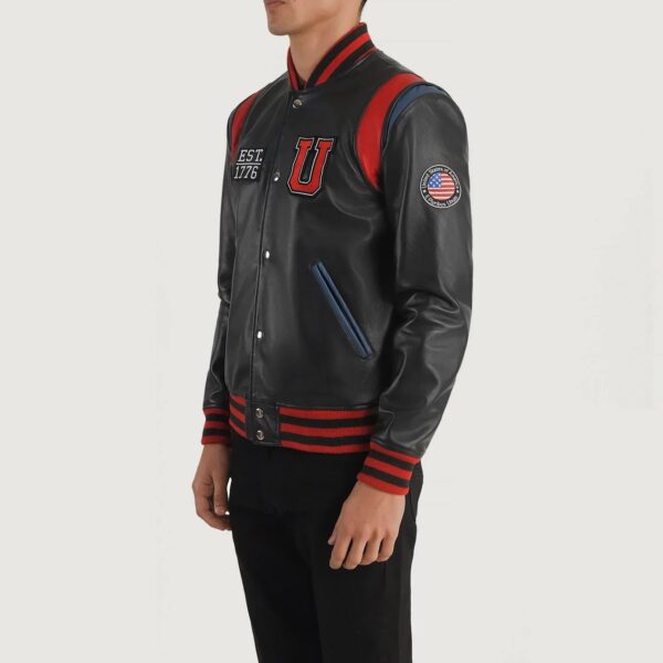 Liberte USA Black Leather Varsity Jacket - Image 2