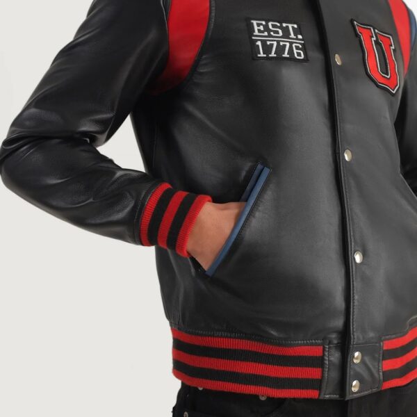 Liberte USA Black Leather Varsity Jacket - Image 4