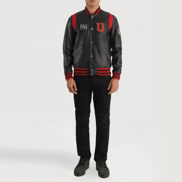 Liberte USA Black Leather Varsity Jacket - Image 5