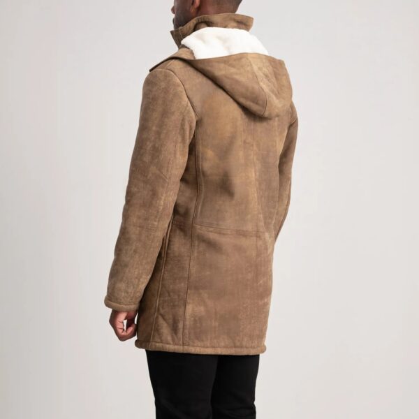 Nolan Distressed Brown Leather Duffle Coat - Image 5