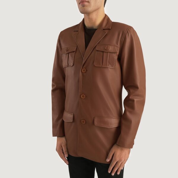 Ray Cutler Brown Leather Blazer - Image 2