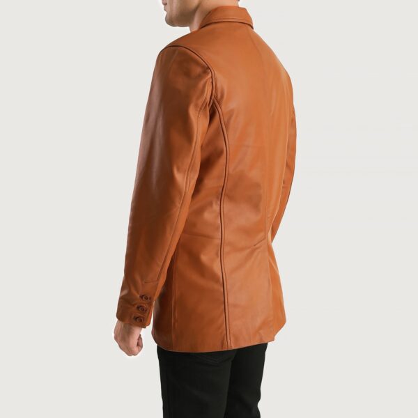 Ray Cutler Tan Brown Leather Blazer - Image 5