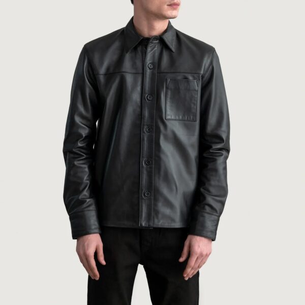 Scout Black Leather Shirt - Image 3