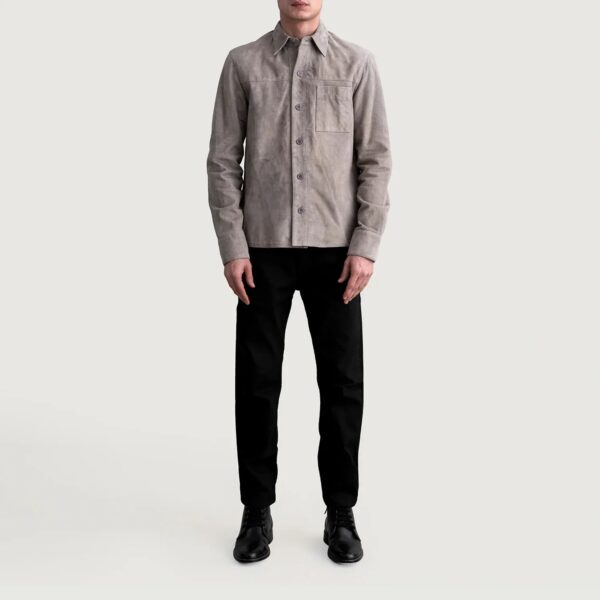 Scout Grey Suede Leather Shirt - Image 4