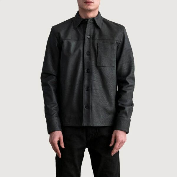 Scout Tumbled Black Leather Shirt - Image 3