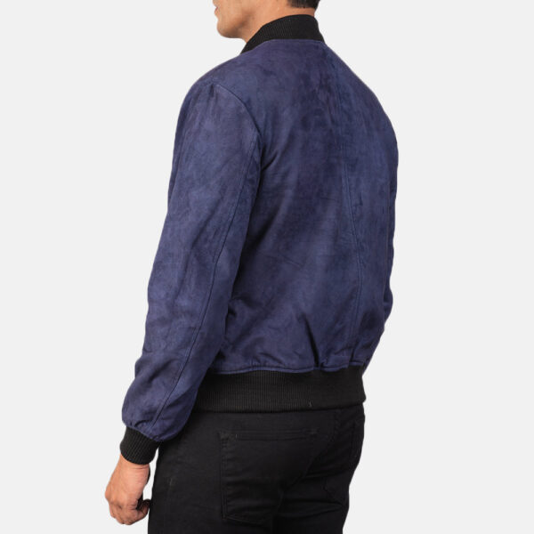 Shane Blue Suede Bomber Jacket - Image 5