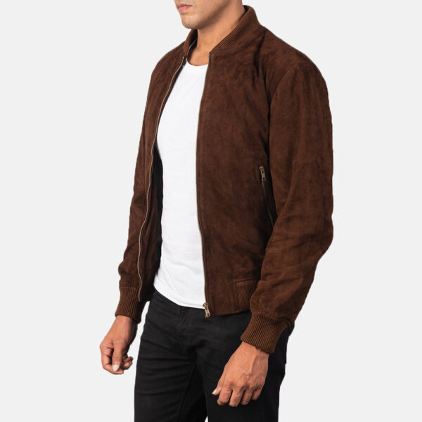 Shane Mocha Suede Bomber Jacket - Image 2