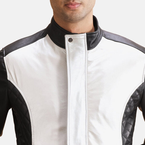 Spade Silver Black Leather Bomber Jacket - Image 5