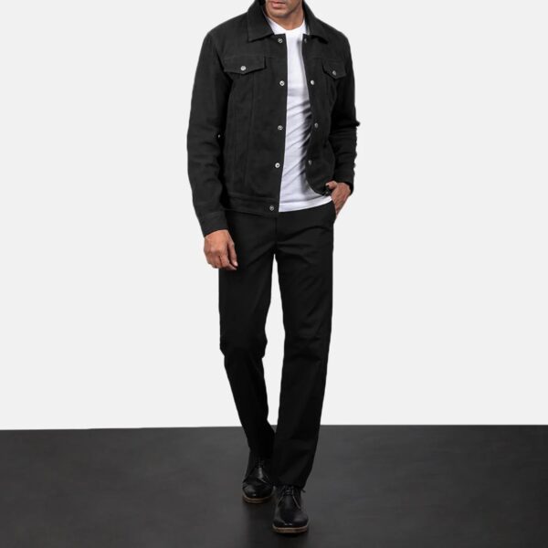 Stallon Black Suede Trucker Jacket - Image 3