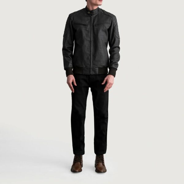 Sven Tumbled Brown Leather Bomber Jacket - Image 4