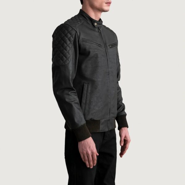 Sven Tumbled Brown Leather Bomber Jacket - Image 2