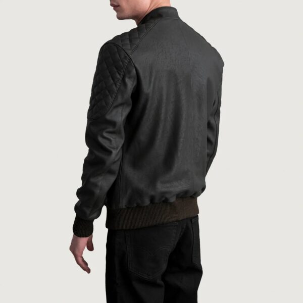 Sven Tumbled Brown Leather Bomber Jacket - Image 6
