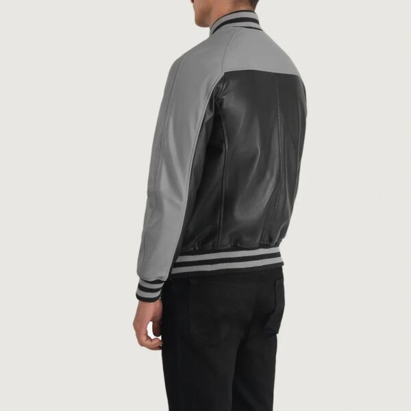 Terrance Black & Grey Leather Varsity Jacket - Image 5