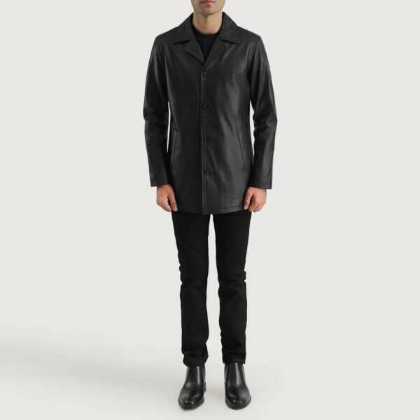 Urban Slate Black Leather Coat - Image 6