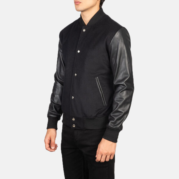 Vaxton Black Hybrid Varsity Jacket - Image 2