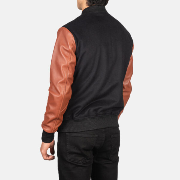Vaxton Brown & Black Hybrid Varsity Jacket - Image 5