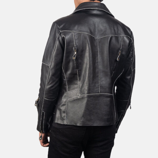 Vincent Black Leather Biker Jacket - Image 6