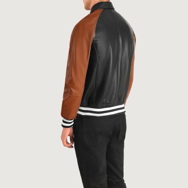 Walton Black & Brown Leather Varsity Jacket - Image 5