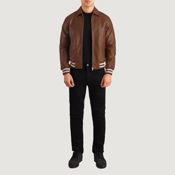 Walton Brown Leather Varsity Jacket - Image 2