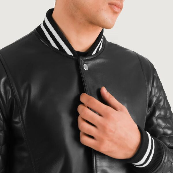 Wilde Black Leather Varsity Coat - Image 6