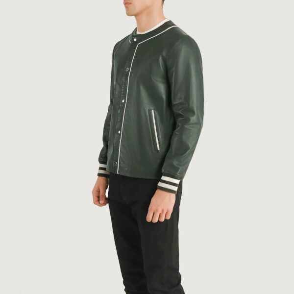 Willis Green Leather Varsity Jacket - Image 2
