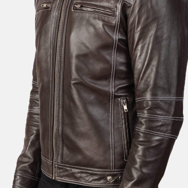 Youngster Brown Leather Biker Jacket - Image 6