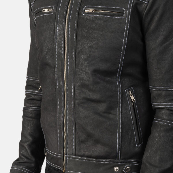 Youngster Distressed Black Leather Jacket - Image 6
