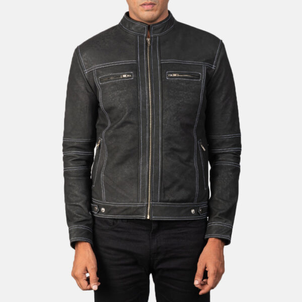 Youngster Distressed Black Leather Jacket - Image 3