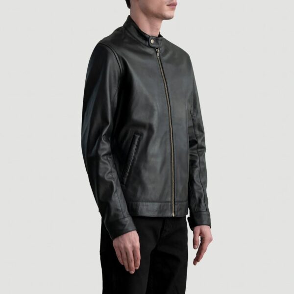 Zen Black Leather Biker Jacket - Image 2