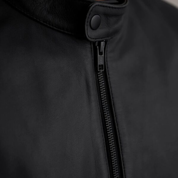 Zen Matte Black Leather Biker Jacket - Image 5