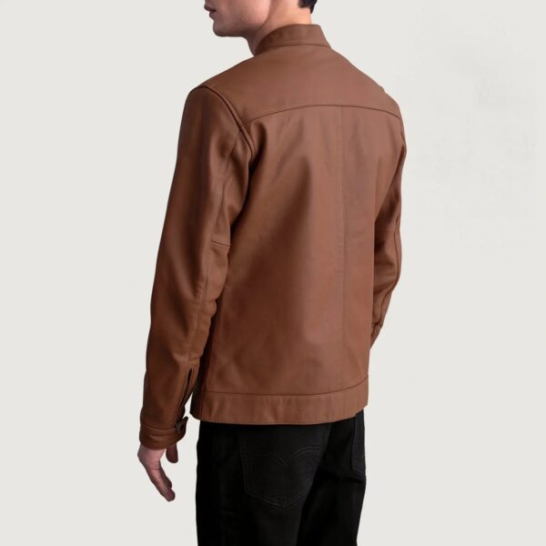 Zen Matte Brown Leather Biker Jacket - Image 6