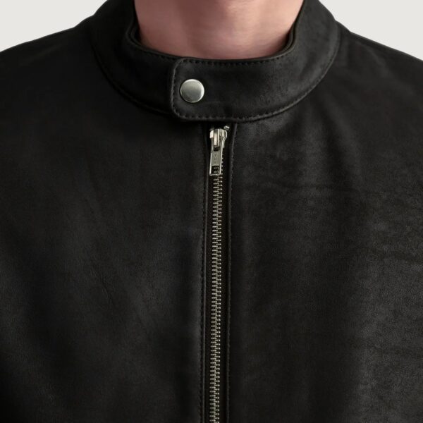 Zen Tumbled Brown Leather Biker Jacket - Image 5