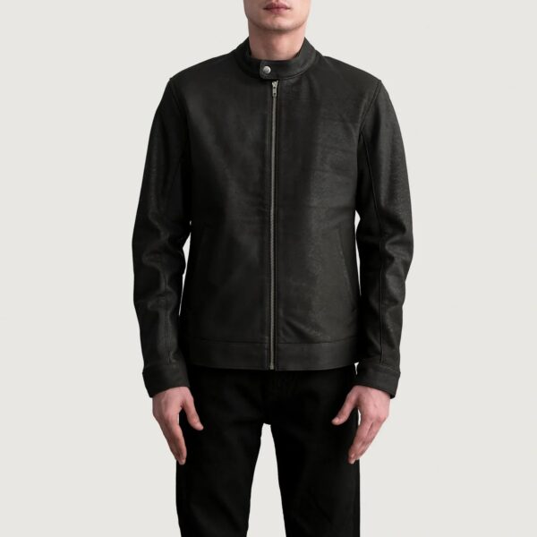 Zen Tumbled Brown Leather Biker Jacket - Image 3