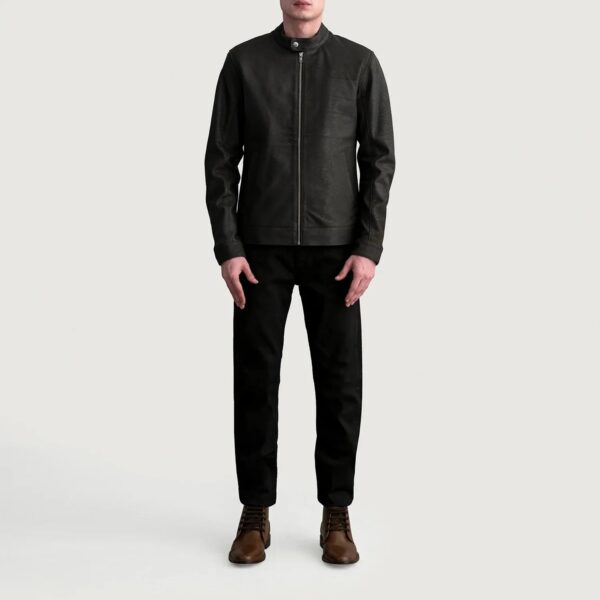 Zen Tumbled Brown Leather Biker Jacket - Image 4