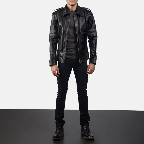 Armstrong Black Leather Biker Jacket - Image 3