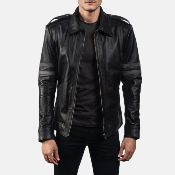 Armstrong Black Leather Biker Jacket - Image 4