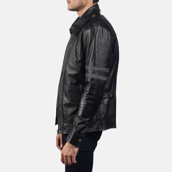 Armstrong Black Leather Biker Jacket - Image 6