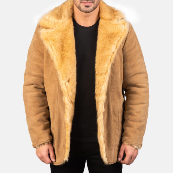 Furlong Beige Suede Leather Coat - Image 2